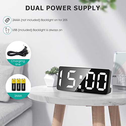 Image of Digital Alarm Clock with Indoor Temperature Display, Large LED Screen, Dual Alarm & Voice Control, Electronic Desktop Clock with 12 /24 Hour Format for Bedroom, Bedside, Office & Home, Black
