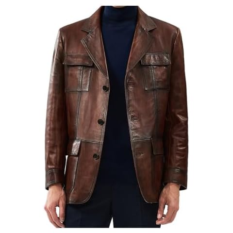 Leather Jacket Mens Vintage Blazer Cover