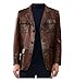 NYC Fashions Mens Brown Leather Blazer 3 Button Lambskin Blazer Men Casual Genuine Lambskin Leather Coat
