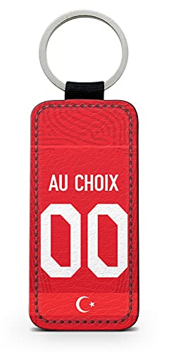 idcase Funnny - Porte-Clef Photo Rectangulaire Simili Cuir Design Porte-Clef Nouveau Maillot Domicile Personnalisable NOM et PRENOM au Choix Coupe du Monde Turquie Cover