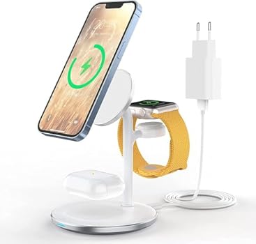 roroskin Station de Charge inductive, Chargeur de Station de Charge sans Fil 3 en 1, Chargeur sans Fil Compatible avec Chargeur MAG Safe pour iPhone 14 13 12 Pro Max/Plus Apple Watch ultra/8/7/se : Amazon.com.be: High-tech