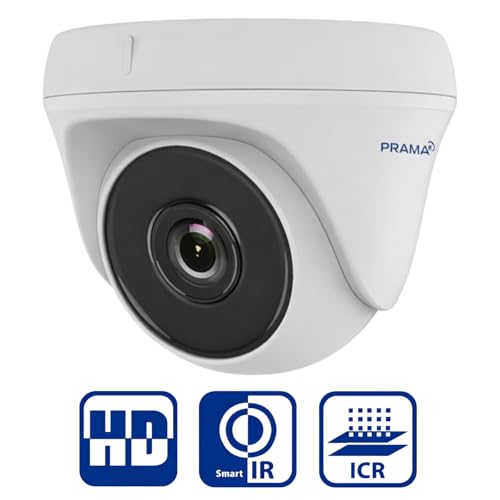 Image of PRAMA PT HTD702E- ITPF 2MP HD Dome Camera,1920 x 1080 Resolution, 2.8 mm, 3.6 mm Fixed Focal Lens, Up to 20 m White Light Distance for Bright Night Imaging.