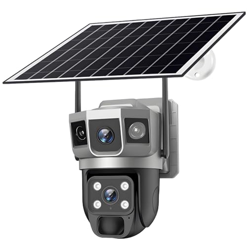 Kronabelle Cámara de seguridad solar habilitada para 4G, doble lente HD, resistente a la intemperie IP66, monitoreo inalámbrico
