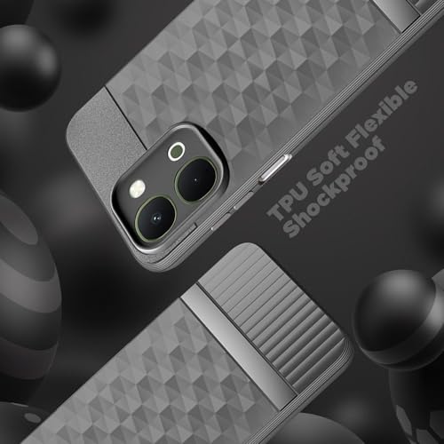 Image of Back Cover for Vivo Y51 Pro 5G Camera Protection 3D Hexa Cube Design Silicone Protective Bumper Back Case for Vivo Y51 Pro 5G - Grey
