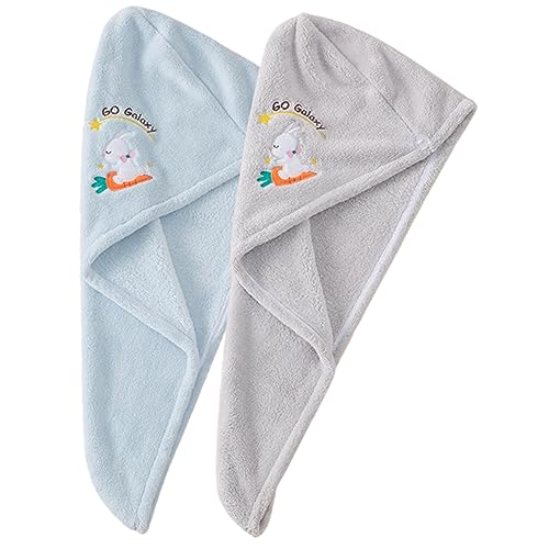 PartyKindom 2pcs Quick-Drying Water-Absorbent Shower Cap for Women Comfortable Hair Wrap Double-Layer Head Towel