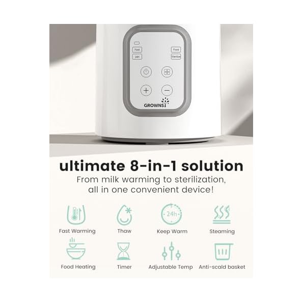 Bottle-Warmer-Grownsy-8-in-1-Fast-Baby-Bottle-Warmer-with-Timer-Safe-for-Breastmilk-Nutrients-Accurate-Temperature-Control-with-Defrost-Sterili-zing-Keep-Warm-Heats-Baby-Food-Bottles