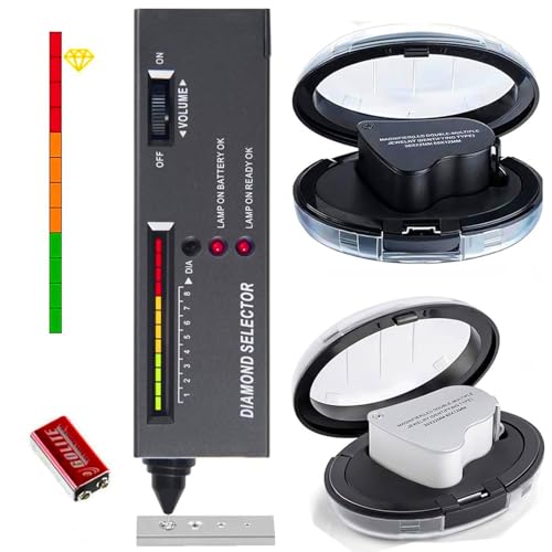 Diamond Tester Pen Jewelry Diamond Tester Pen+30X 60X Mini LED Magnifying Jewelry Eye Loupe Jewelry Distinguish Tool Professional Diamond Selector for Novice and Expert