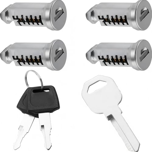 Serrures Barre de Toit Kit avec 4 Cylindres de Serrure, 2 Clés et...