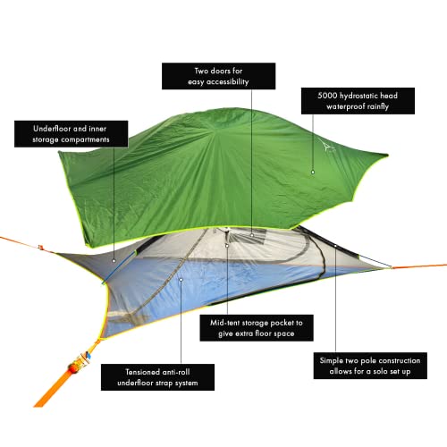 Tentsile Flite 2-Person Hammock Tree Tent 3.0 - Rainfly 5000Hh (Hydrostatic Head) Waterproof Survival Gear And Equipment Ideal For Hiking, Camping - Forest Green, 220 Kg/485 Lbs #TOP2