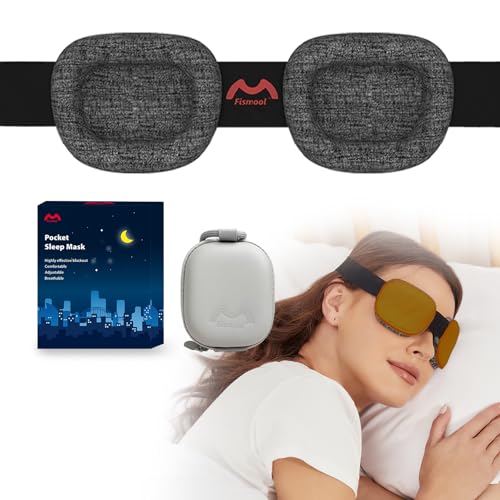 Fismool Sleep Eye Mask for Men Women, 3D Zero Intraocular Pressure Design,100% Light Blocking Sleeping,Suitable for Sleeping Mask, Exquisite Travel Storage Box（Brown）