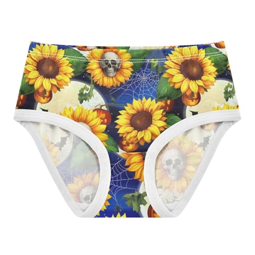 Joisal Cotton Girls Underwear Toddlers Sunflowers Skulls Halloween Cute Panties Girl Cartoon Undies Kids Briefs 2t
