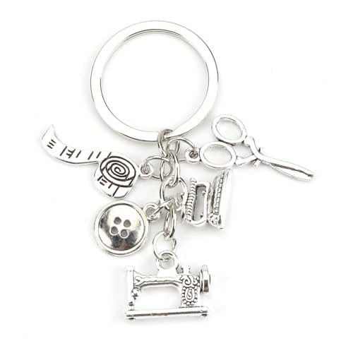 Porte-clés Couture Créative, Porte Clé Personnalisé, Idée Cadeau Anniversaire Femme, Couture et Mode avec Pendants Ciseaux, Machine à Coudre, Mesureur, Cadeau Rigolo et Pratique
