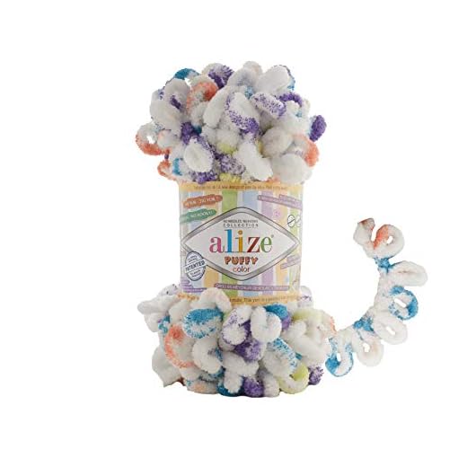 Alize Puffy Color Yarn Baby Blanket Yarn Lot of 5 skeins 500gr 50yds 100% Micropolyester Soft Yarn Baby Blanket Yarn Hand Knitting Yarn Super Chunky Bulky Woven Worested Yarn (7539)