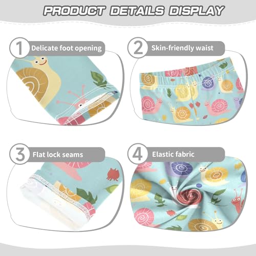 Cute Snails Girls' Leggings Toddler Doodles Kids Yoga Pants Dance Active Tights 4T3
