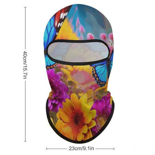 Balaclava para hombre, máscara para esquí y ciclismo, con diseño de mariposa y flores, cubreboca y cuello para invierno miniatura 2