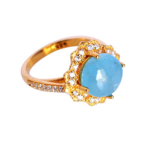 Bague aigue-marine argent 925 et topaze blanche pour femme