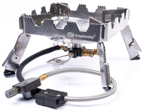 RidgeMonkey Quad Stove Pro Portable - Gaskocher für Angler, Outdoor Kocher, Campingkocher zum Karpfenangeln & Wallerangeln