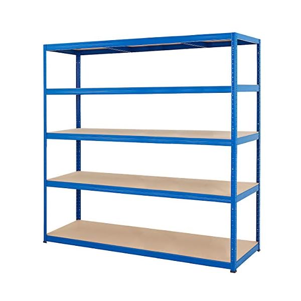 Certeo Stabiles Schwerlastregal | HxBxT 178 x 180 x 60 cm | Tragkraft bis zu 200 kg pro Fachboden | Blau | Metallregal… – Bild 3