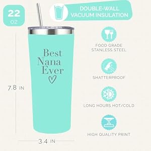 Your Dream Party Shop Best Nana Ever Gifts Tumbler - 22oz - Best Nana Cup Tumbler with Straw and Lid, World's Best Nana Ever Tumbler for Mothers Day Gifts for Nana Tumbler, Worlds Greatest Grandma Your Dream Party Shop Best Nana Ever Gifts Tumbler 22oz Best Nana Cup Tumbler with Straw and Lid Worlds Best Nana Ever Tumbler for Mothers Day Gifts for Nana Tumbler Worlds Greatest Grandma
