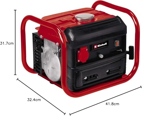 Miniatura 8 de Einhell Generador Eléctrico Gasolina Tc-Pg 10 E5 Máx. 800 W, Limpio Motor De Tracción De 2 Tiempos, Toma De Corriente De 230 V, 4 L Tanque, Tracción Del Cable Para El Arranque