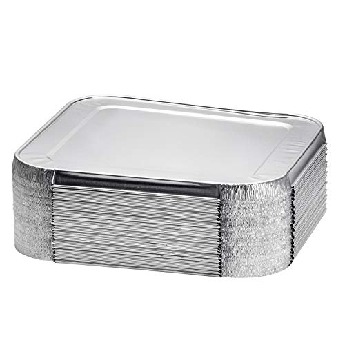 Image of 8x8 Disposable Aluminum Pans With Lids - 50 Pack Foil Pans For Cooking, Baking Cakes, Roasting & Homemade Breads - Disposable Food Containers With Foil Lids