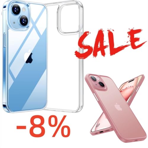 TORRAS Shockproof & Diamond Clear Designed for iPhone 15 Case [Military Grade Anti-Drop] Hard PC Back Flexible Shockproof Protective Slim Thin Phone Case for iPhone 15 Case, Clear & Pink