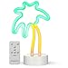 Coconut Palm tree Neon Signs, LED Remote Control Neon Light with Holder Base for Party Supplies Girls Room Decoration Accessory for Luau Summer Party Children Kids Gifts (RC Palm with holder)