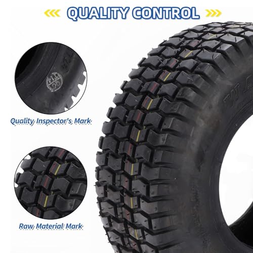 Yctze Neumático para Cortacésped 11x4.00-5 Juego de 2 Neumáticos sin Cámara 11x4.00-5 Construcción de 4 Capas Diseño de Banda de Rodadura de Nervaduras Rectas para Cortadora de Cé