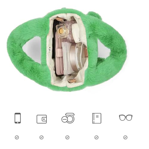 Crossbody Bag for Women, Cute Big Eyes Plush Bag with Adjustable Leather Strap, Fluffy Novelty Handbag for Girls4