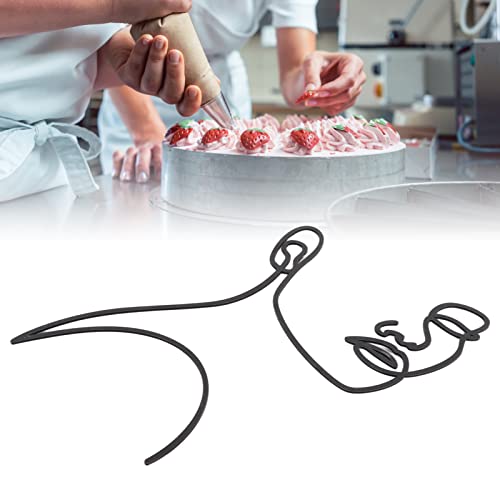 Pwshymi 10 peças de topo de bolo de rosto de senhora preto minimalista decoração de bolo de aniversá