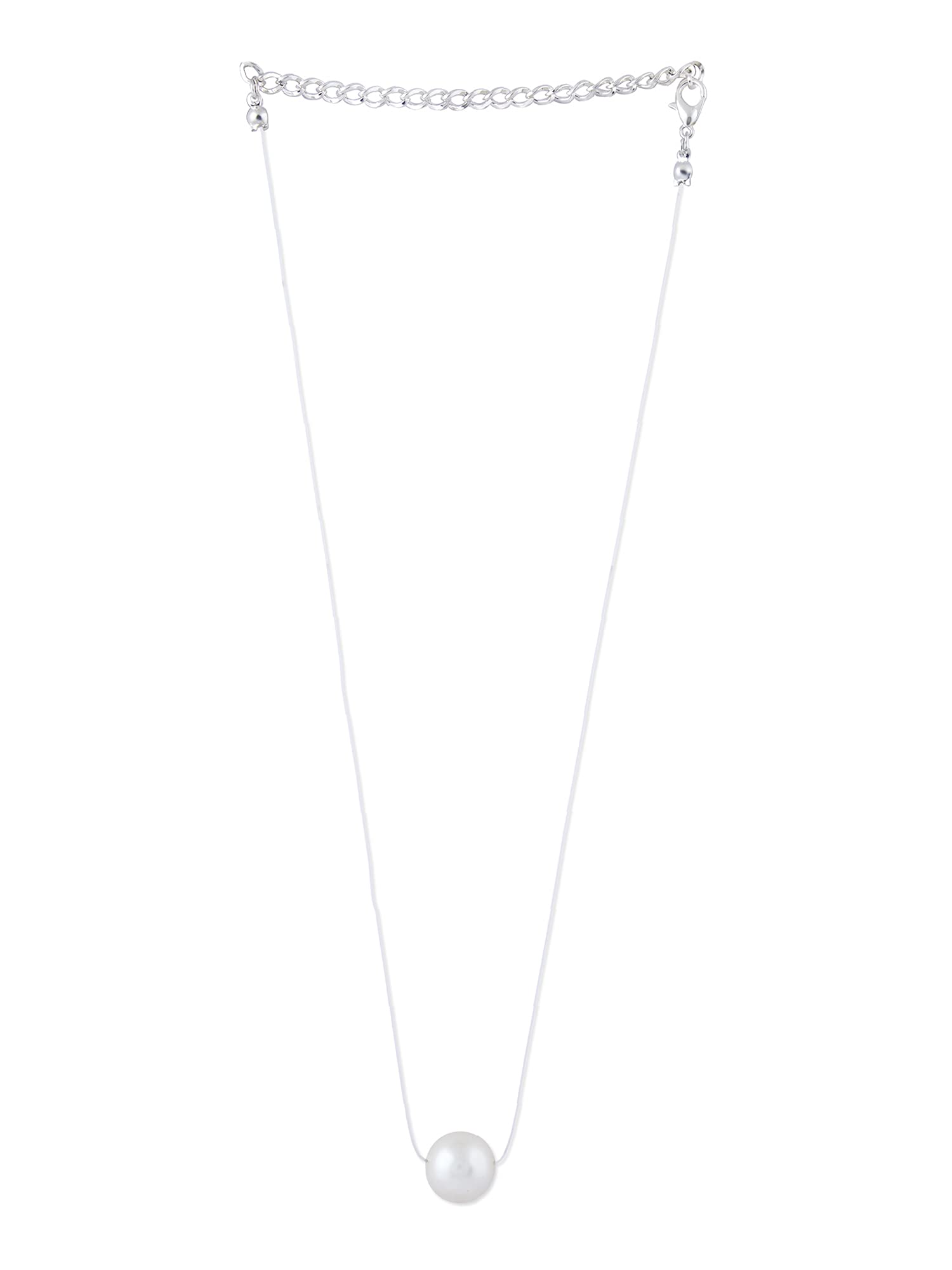 ZAVERI PEARLS Contemporary Invisible String Magic Floating Pearl Necklace For Women-ZPFK10440 (B09DYWPXN5) Amazon Price History, Amazon Price Tracker