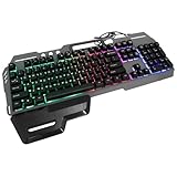 FUNNETOYU 有線ゲーミングキーボード キー フルキー バックライト付 耐久性キートップ 脱着式リストレスト搭載 ビジネス オフィス ゲーム対応