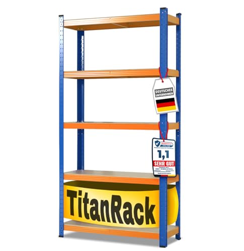 KARAT Estantería de metal para cargas pesadas, 180 x 90 x 60 cm, 5 estantes ajustables (azul y naranja)