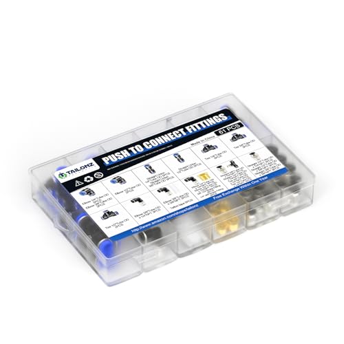 TAILONZ PNEUMATIC 1/4"3/8"1/2" Push to Connect Fittings Air Hose Fittings, Push-in Fittings, Threaded Connection Kits, Suitable for Nylon Tube PU Tube Air Tube and Other Connection Kits（Pack of 66） by TAILONZ PNEUMATIC - Image 7