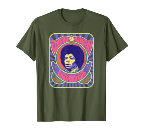 Image of Jimi Hendrix Psychedelic Poster T-Shirt, Men, Olive Green, Small