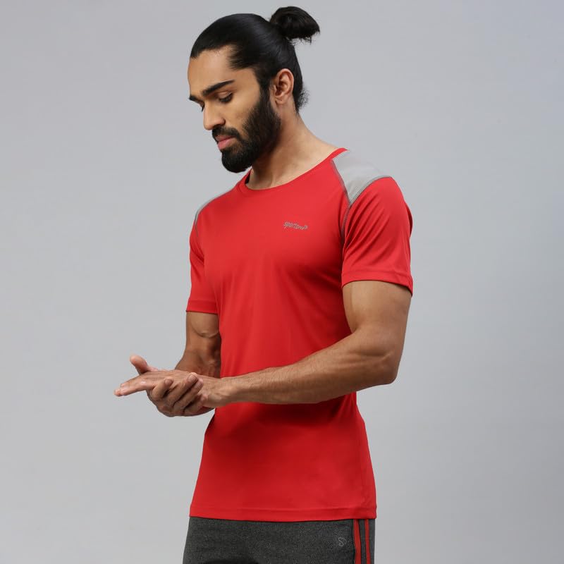 Image of sporto Men's Fast Dry Micro Fiber Solid Regular T-Shirt Half Sleeve|Charcoal