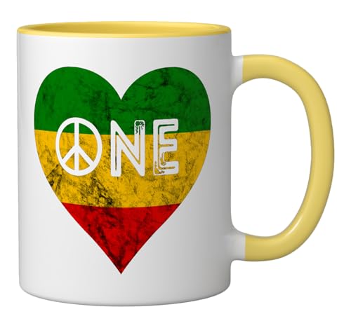 Taza de Cerámica Rasta Reggae Roots 11 Onzas Amarillo/Blanco miniatura 2
