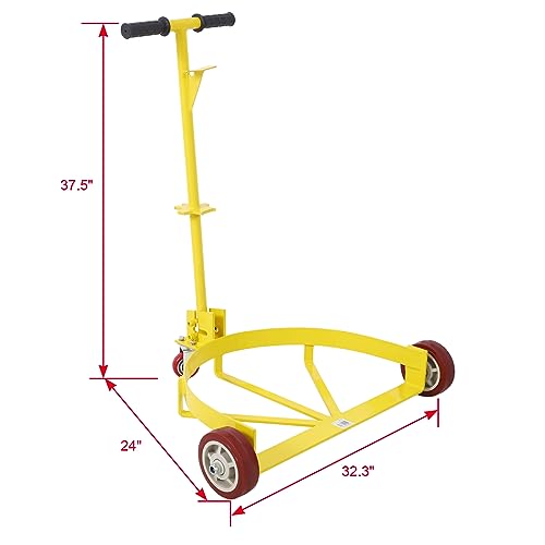 Carrello a tamburo in acciaio resistente con 3 ruote, capacità 544 kg, per spostare fusti e barili in ambienti industriali