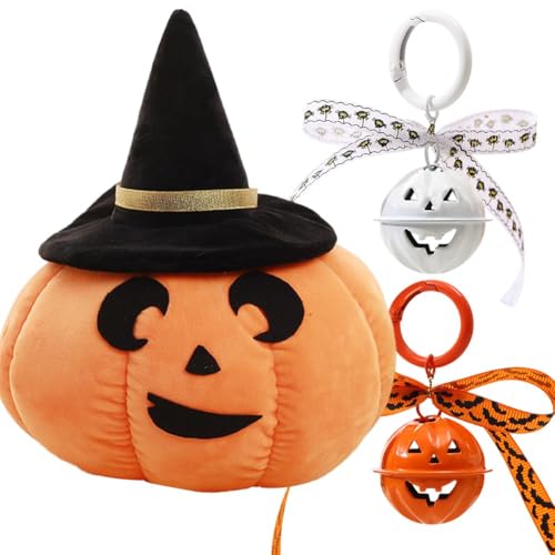 APPCRFM Peluche Calabaza Halloween con Llavero-Cojín Suave y Mullido De 22cm para Decoración De Fiesta,Accesorio Hogar para Ambiente Festivo | Regalo Bonito para Niños y Adultos (Naranja