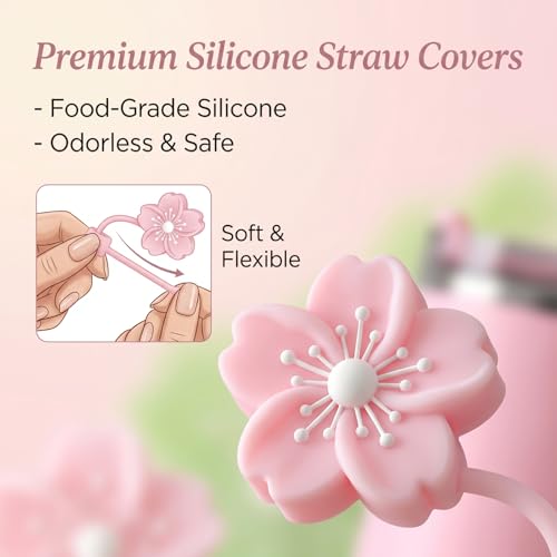 Image of BTYHAOS Straw Covers, Dust Proof Straw Toppers Fit Stanley 30 40oz Tumbler | Reusable Food-Grade Silicone Straw Covers Cap for Most 10mm Reusable Straw
