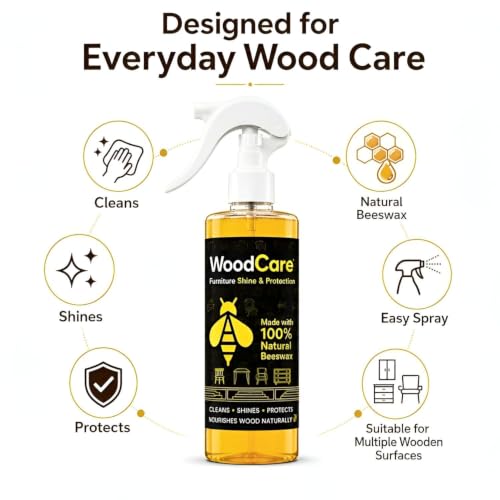 Image of Beeswax Furniture Polish Spray | Natural Wood Polish & Cleaner | Restores Shine & Protects Wooden Furniture, Tables, Chairs, Doors, Cabinets & Wood Surfaces (PACK OF 1) (WOOD CARE PACK OF 1)