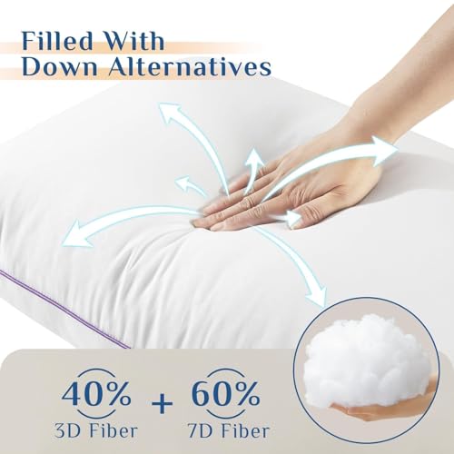 Image of JOLLYVOGUE Pillows King Size Set of 1, Washable Supportive Single Bed Pillow with Super Soft Down Alternative Fill, Luxury Fluffy Hotel Quality for Side, Back, and Stomach Sleepers
