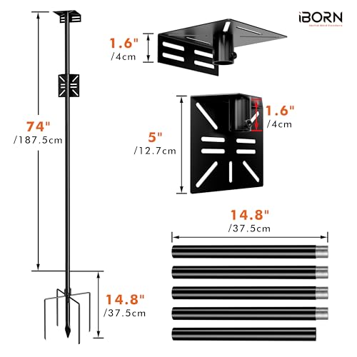 iBorn Smart Bird Feeder Pole Mounting Kit Bluebird House Pole for Outdoors,1 inch Thickness,Universal Mount Kit Bracket for Camera Feeder/Birdhouse - Thumbnail 2