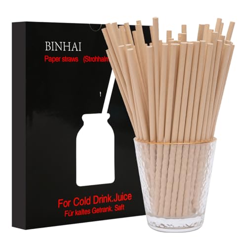 Cannucce di carta, 100 pezzi, con imballaggio riciclato, biodegradabili, decorazioni per tutti i giorni, matrimoni, celebrazioni, fai da te (L marrone)