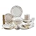 XCTLZG Zestaw porcelanowych talerzy obiadowych ceramicznych miseczek na musli, musli i misek do zupy, talerze, naczynia, serwowanie dla 10 osób, zestaw domowy naczynia kombinacja - 60 sztuk (kolor: A)