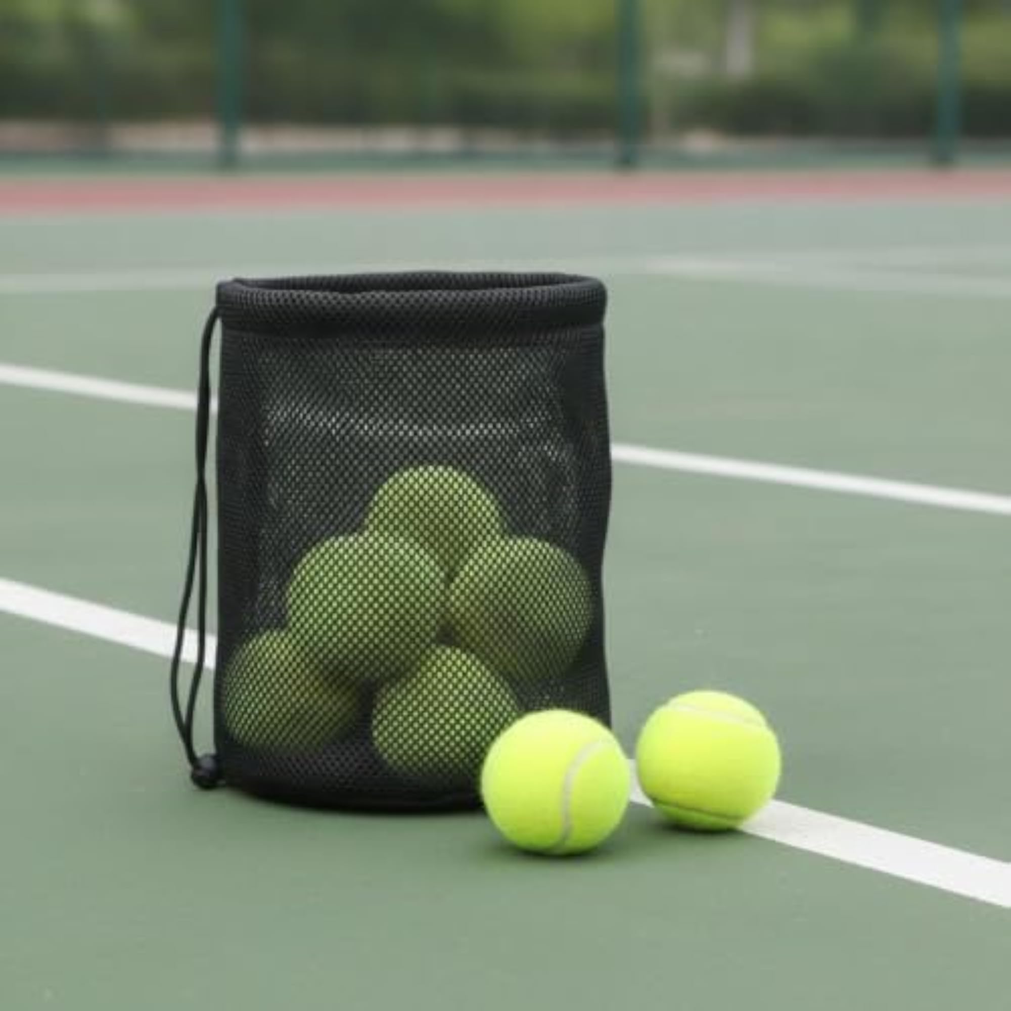 Breathable Mesh Drawstring Bag for Golf and Tennis Balls, Black