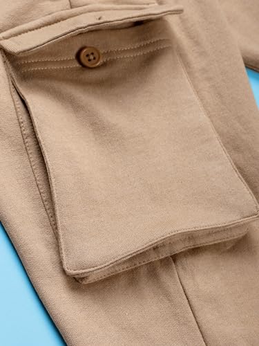 Image of KiddoPanti Boys Solid Fleece Cargo Track Pants | Cotton Poly Fleece Fabric | Ankle Length Jogger | 2 Cargo Pocket,1 Side Pocket | Elastic Waist & Drawcord | Jogger Track Pants