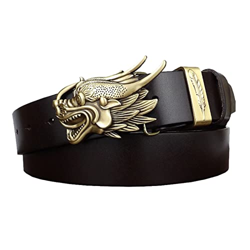 Ceinture en cuir véritable pour jean et tenue habillée avec boucle dragon rétro