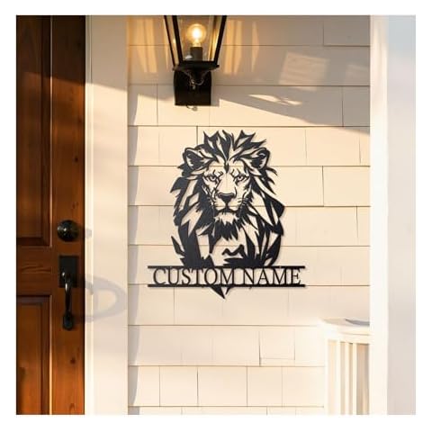 Startop Personalized Metal Lion Name Sign – Custom Wall Art with Majestic Animal Design, Durable Outdoor & Indoor Home Decor – Unique Housewarming & Wedding Gift for Couples, Families, and Friends Style4 Cover