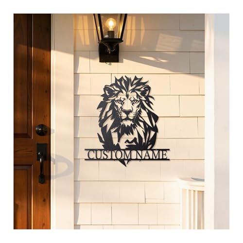 Startop Personalized Metal Lion Name Sign – Custom Wall Art with Majestic Animal Design, Durable...